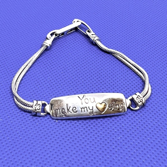 Brighton ID Style Bracelet “You Make my Heart Sing” Silver Plated - Picture 2 of 7